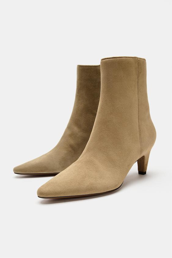 BOTTINES TALONS DAIM - Gris taupe de Zara - Image 4