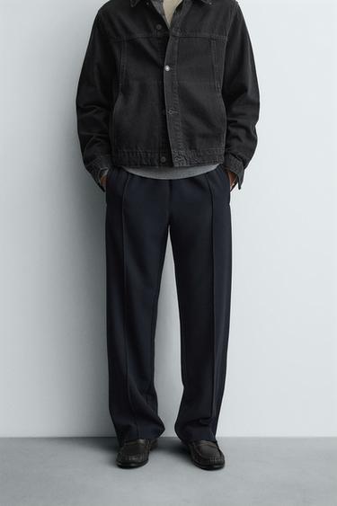 FLOWING TROUSERS WITH ZIPS - Navy blue by Zara