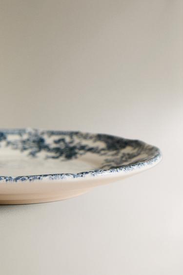 FLORAL EARTHENWARE SIDE PLATE - Blue by Zara - Image 3