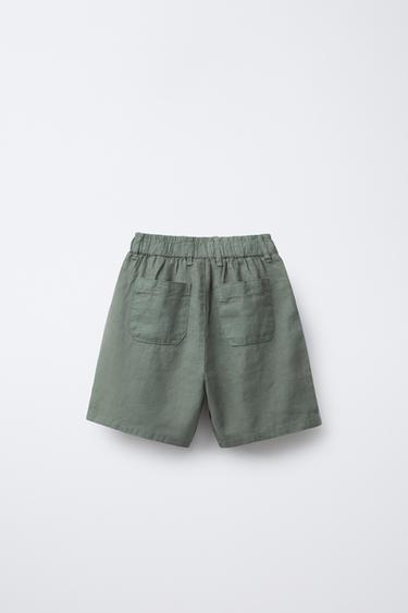 100% LINEN BERMUDA SHORTS - Petrol blue by Zara - Image 1