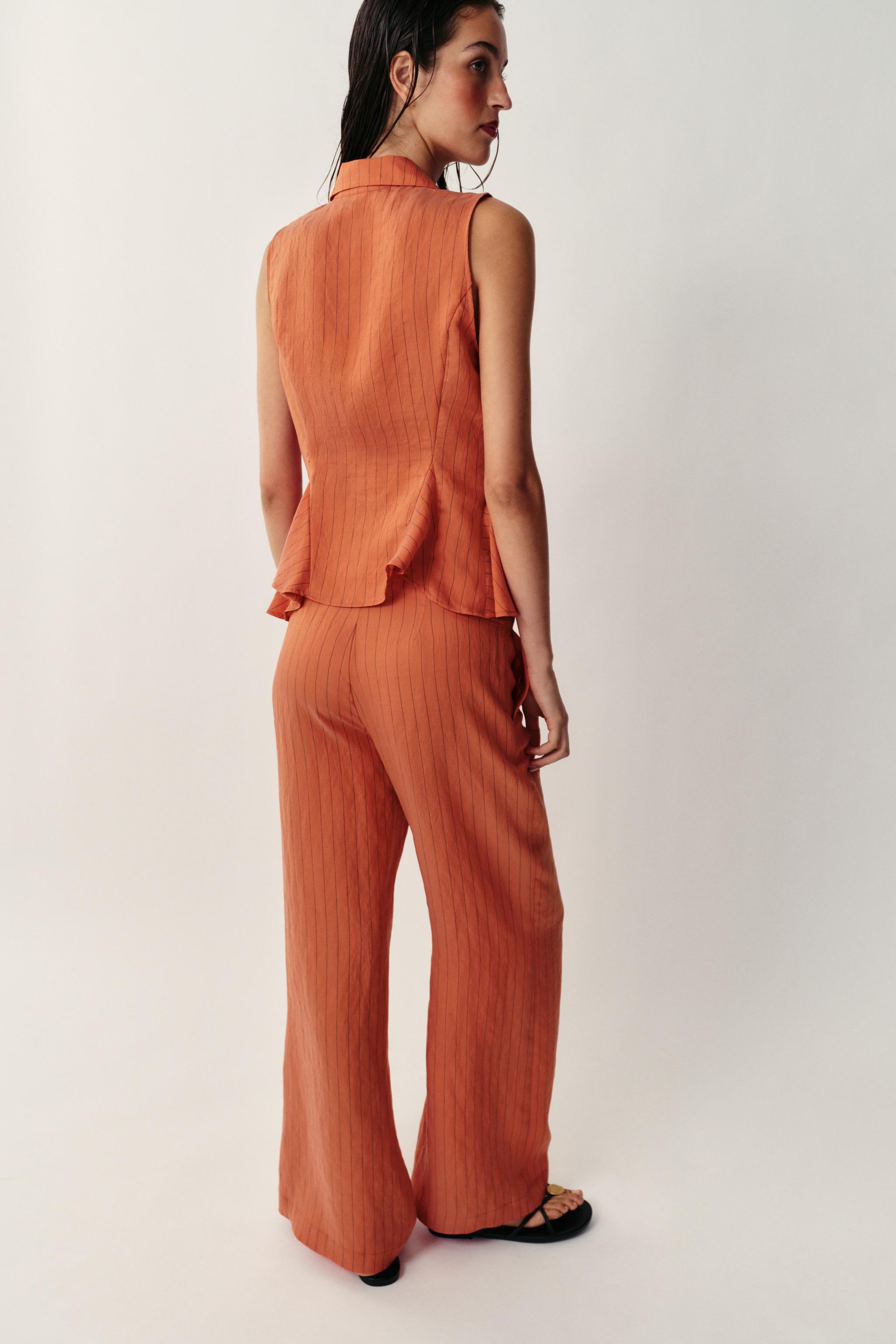 Zara ÇİZGİLİ STRAIGHT FIT PANTOLON görsel 5