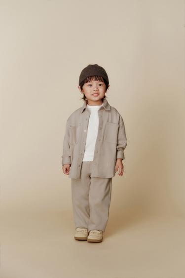 Zara 舒適襯衫式外套 - 淺米色