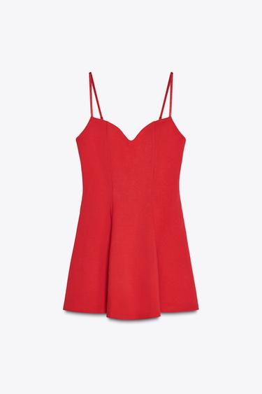 VESTIDO MINI ESCOTE CORAZÓN - Rojo de Zara - Imagen 0