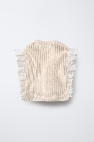 LACE KNIT WAISTCOAT - Ecru by Zara - Image 1