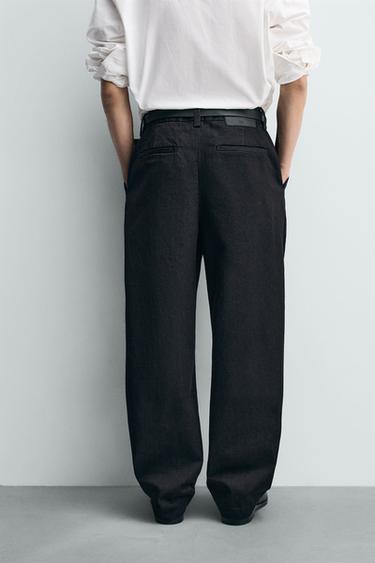 PLEATED DENIM CHINO TROUSERS - Indigo by Zara - Image 2