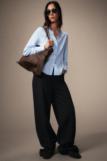 Zara ZW COLLECTION FLOWY SHIRT - Light blue