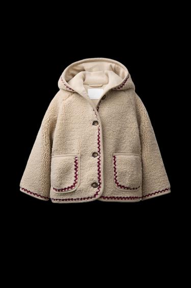 Zara WAVY TRIM FLEECE JACKET WITH POLAR FLEECE LINING - Light beige