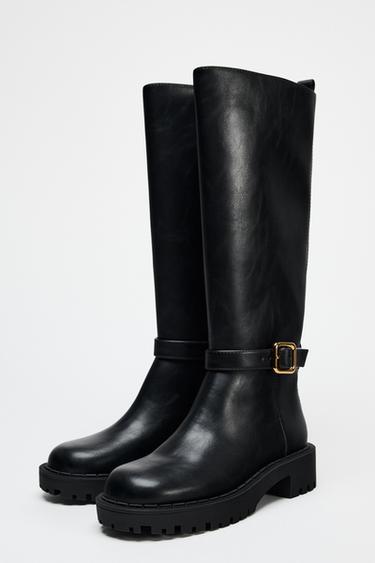 FLAT BOOTS WITH TRACK SOLE - Black by Zara - Image 2