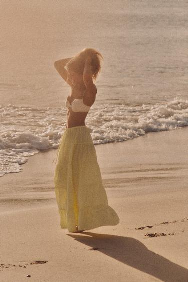 PANELLED LONG SKIRT - Light yellow by Zara - Image 0