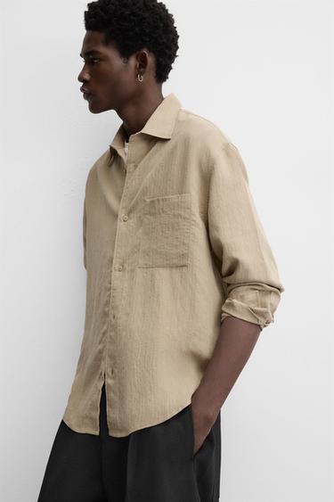 CHEMISE FLUIDE À POCHE - Marron clair de Zara - Image 6