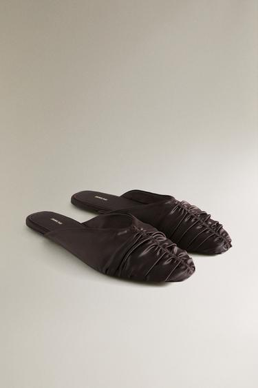 PLEATED SATEEN MULES - Brown by Zara - Image 1