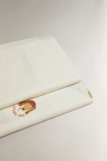 DOG PRINT CHILDREN'S REVERSIBLE FLAT SHEET - Multicoloured by Zara - Image 3
