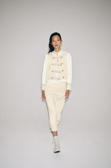 Zara ZW COLLECTION FIREMAN CLASP JACKET - White
