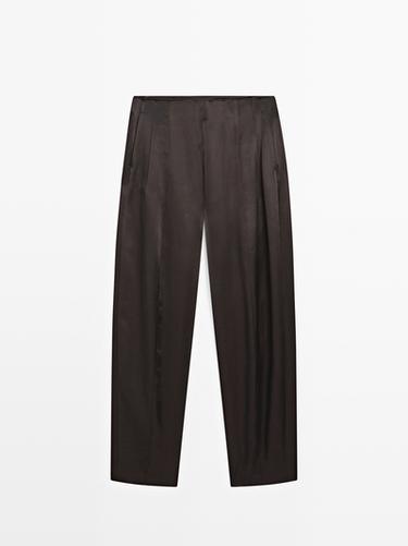 Zara Satin balloon fit trousers - LIMITED - Chocolate