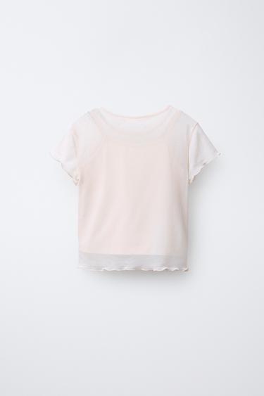 DOUBLE TULLE FLOWER T-SHIRT - Pink by Zara - Image 1