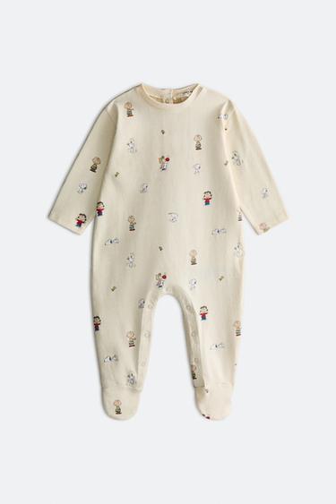 Zara ZEKA PEANUTS™ JEDNODELNA PIDŽAMA ZA BEBU – svetlozelena limeta