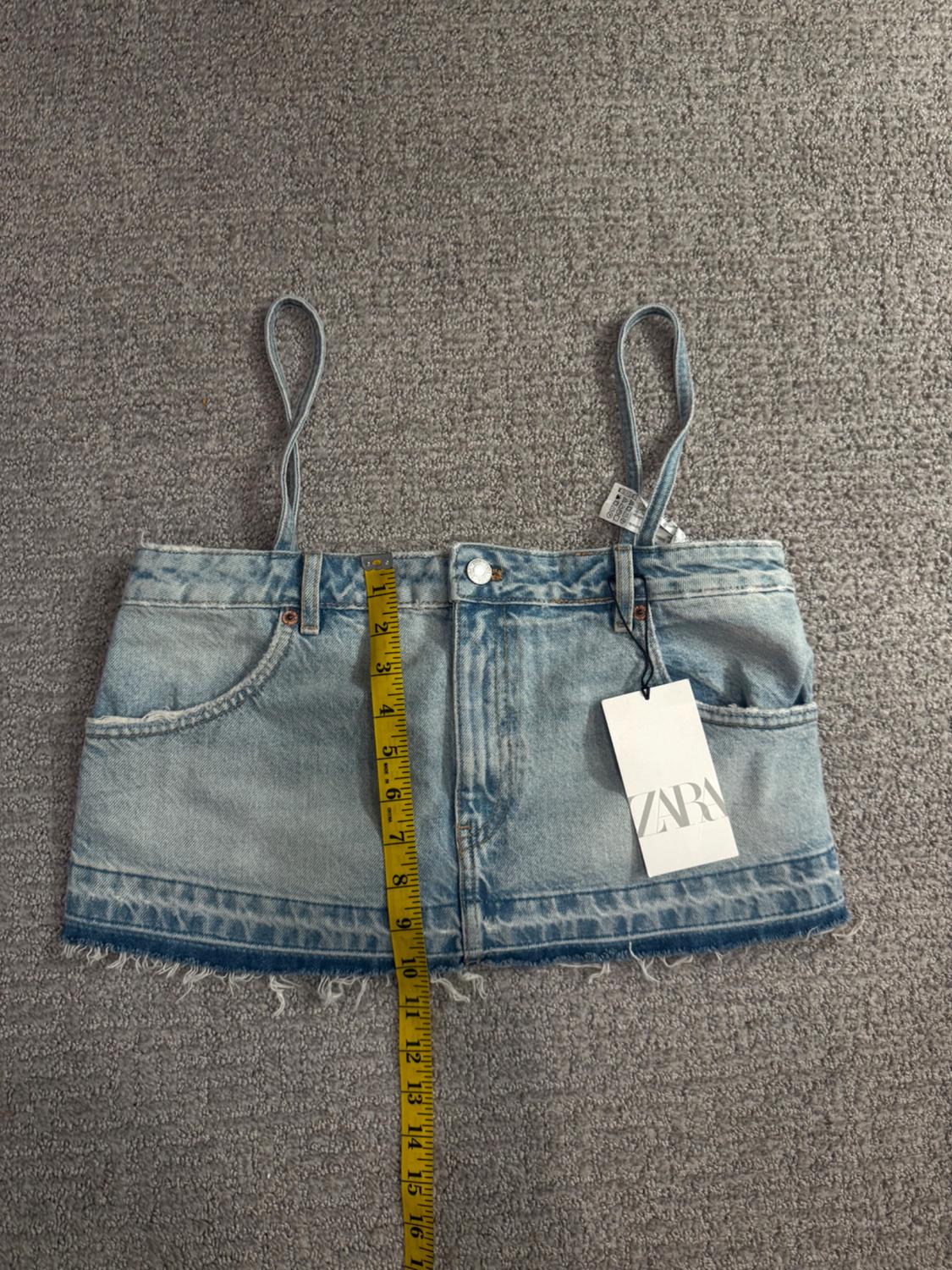 TRF SKIRT STYLE DENIM CROP TOP - Image 3