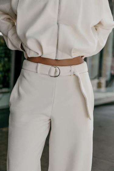 PANTALON BARREL AVEC CEINTURE - Écru de Zara - Image 2
