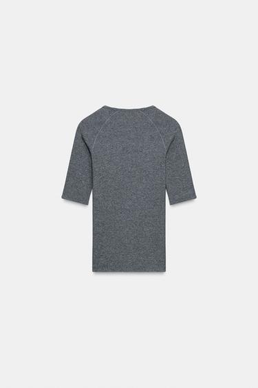 T-SHIRT CÔTELÉ RAGLAN - Marengo chiné de Zara - Image 5