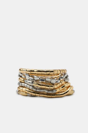 PACK OF ASSORTED ELASTIC BRACELETS - Gold / Silver by Zara