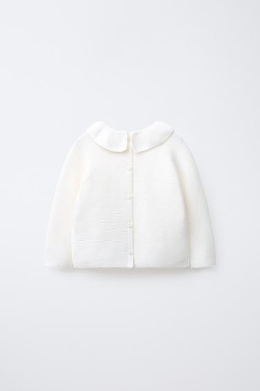 KNIT SWEATER WITH PETER PAN COLLAR - Light ecru by Zara - Image 1