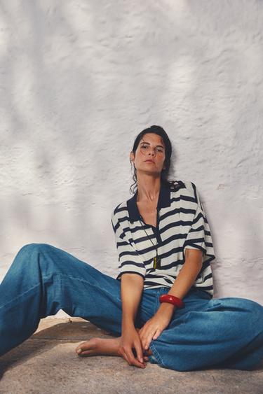 STRIPED KNIT POLO SHIRT - striped by Zara