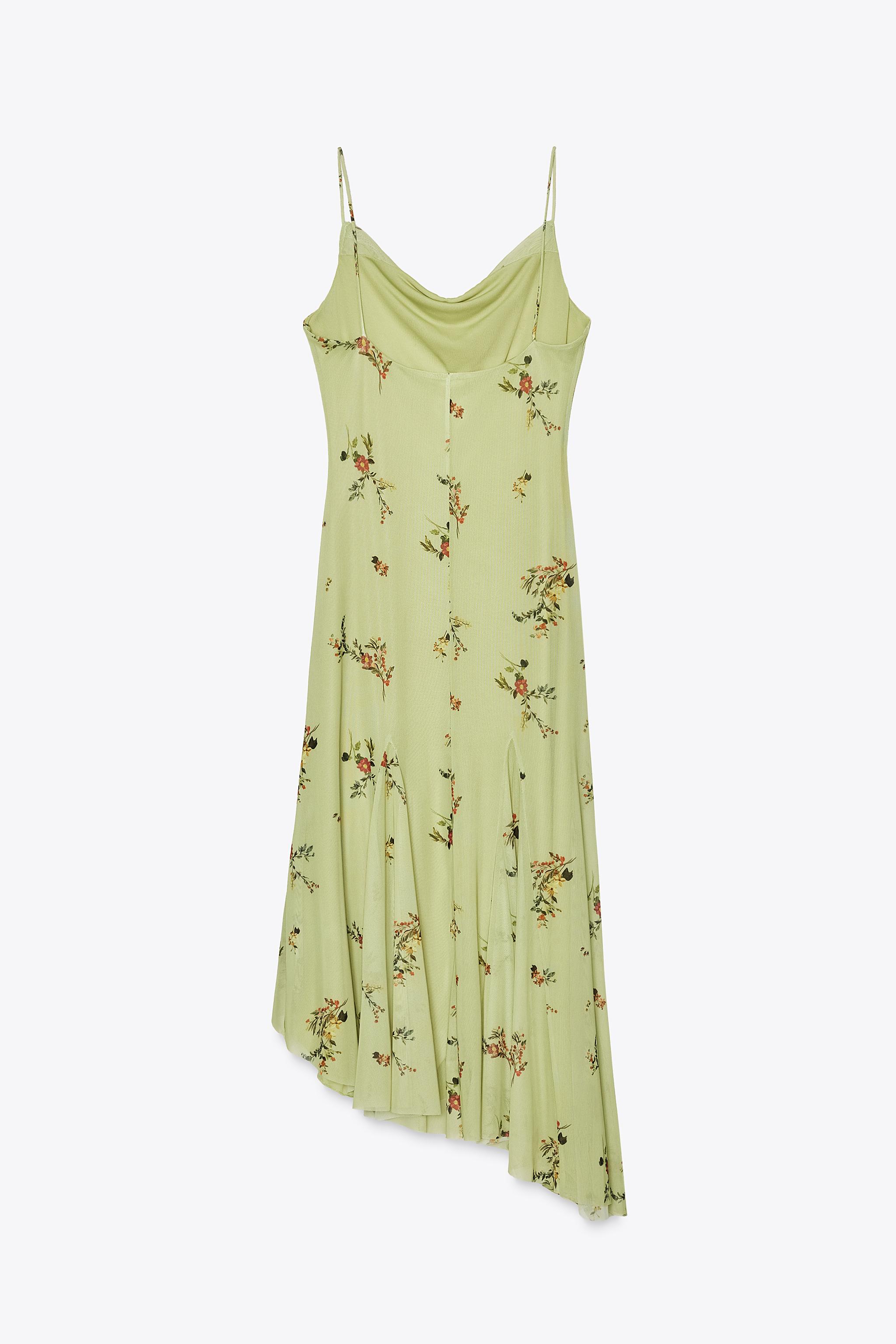 プリントチュール ミディワンピース - ライトグリーン | ZARA