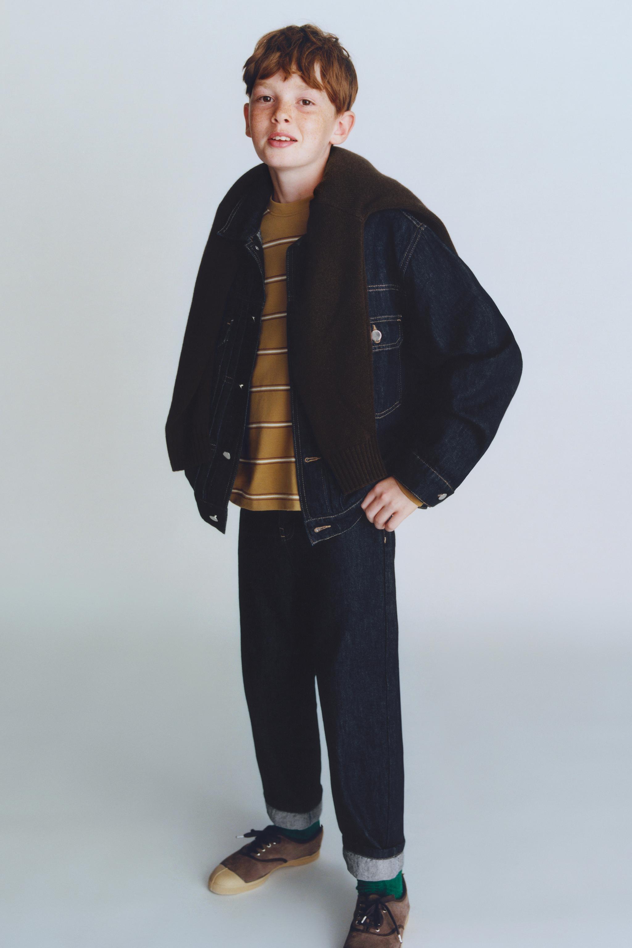 ZARA 子供用ブラック スーツ上下 ストライプシャツ セット 13-14サイズ