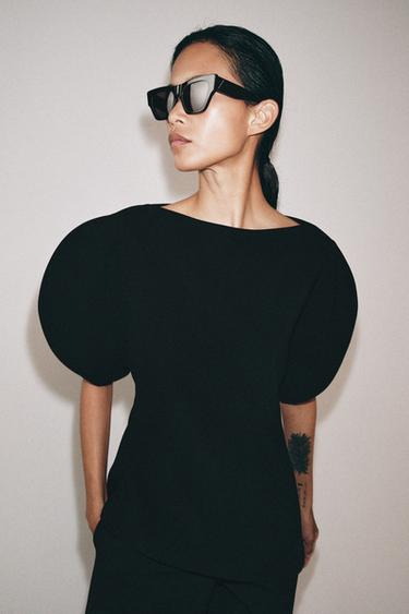HAUT À MANCHES BOUFFANTES ZW COLLECTION - Noir de Zara