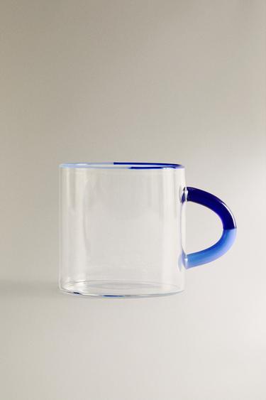 فنجان من زجاج البورسليكات بمقبض ملون - أزرق الخاص بـ Zara