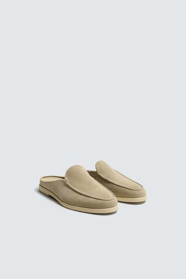 LEATHER MULE LOAFERS - Beige by Zara