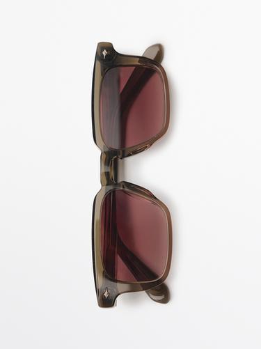 Zara Narrow rectangular sunglasses - Black gold