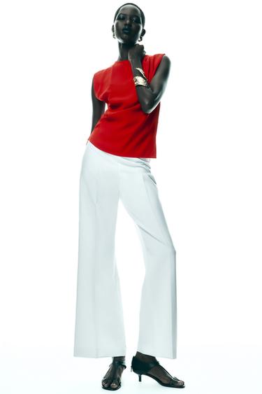 TOP CREPE COM PREGAS - Vermelho-forte da Zara - Imagem 0
