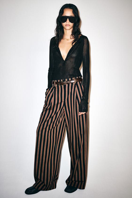 ZW COLLECTION PLEATED TROUSERS - Red Stripe by Zara - Image 0