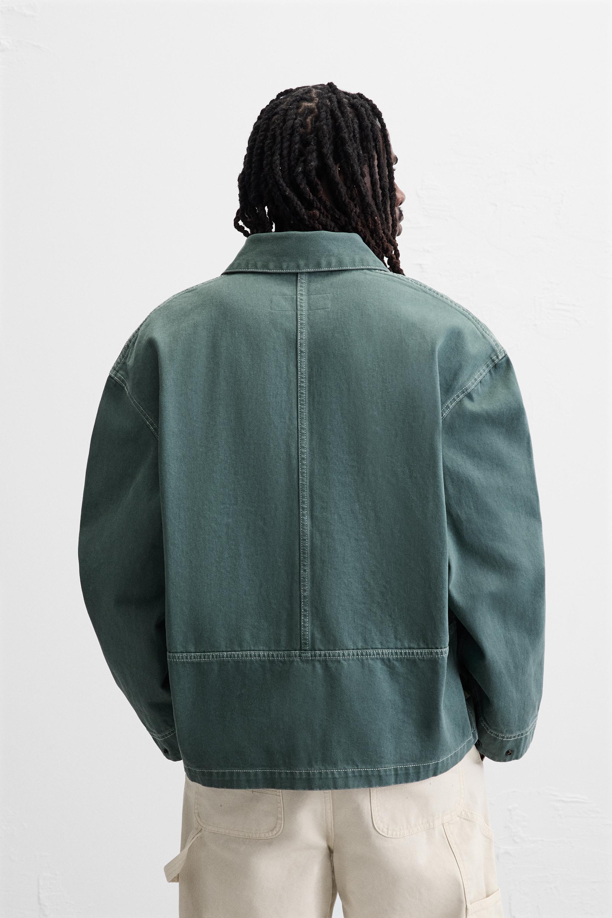 安心★関税込み★ZARA★WASHED JACKET WITH CONTRAST TOPSTITCHI WASHED JACKET WITH CONTRAST TOPSTITCHING - Green | ZARA Spain