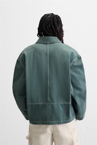 WASHED JACKET WITH CONTRAST TOPSTITCHING - Green by Zara - Image 2