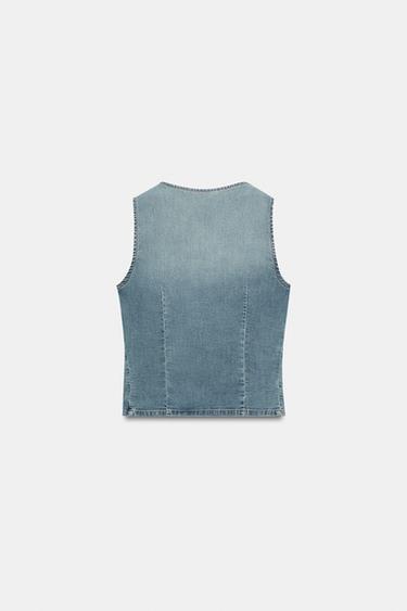 TOP GILET DENIM TRF - Bleu de Zara - Image 6