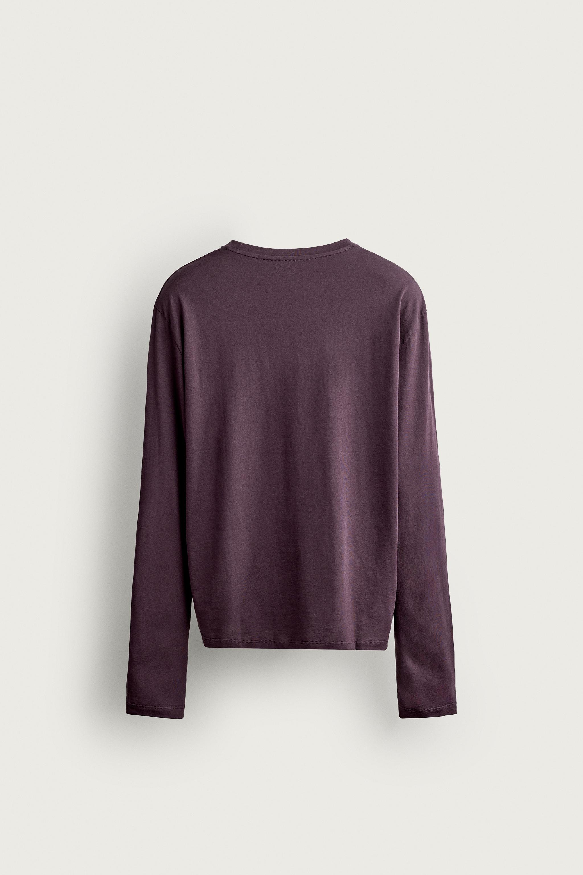 RELAXED FIT LONG SLEEVE T-SHIRT — Eggplant