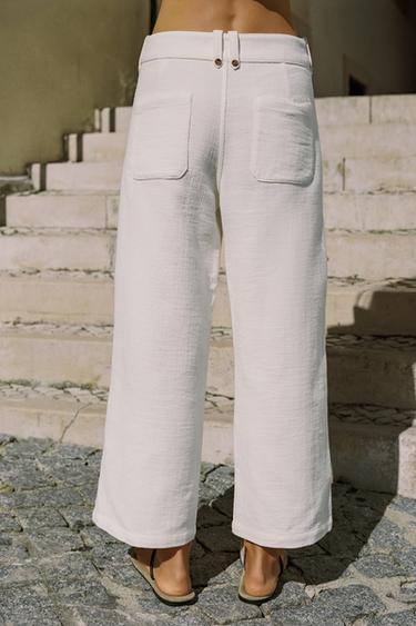 RUSTIC WEAVE CULOTTES - Ecru by Zara - Image 3