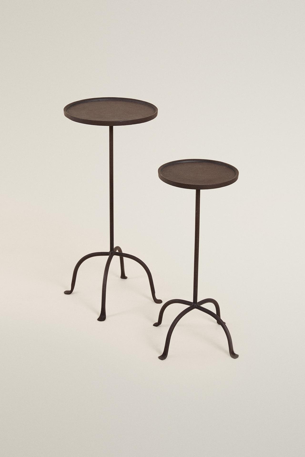 AGED METAL SIDE TABLE — Black