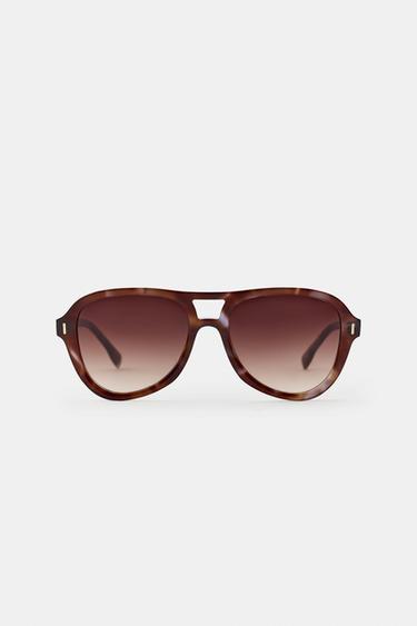 LUNETTES DE SOLEIL AVIATEUR EN ACÉTATE - Marron clair de Zara - Image 2