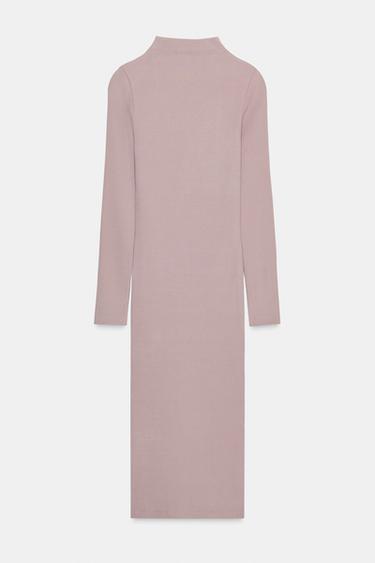 RIBBED MIDI DRESS - Dusty pink by Zara