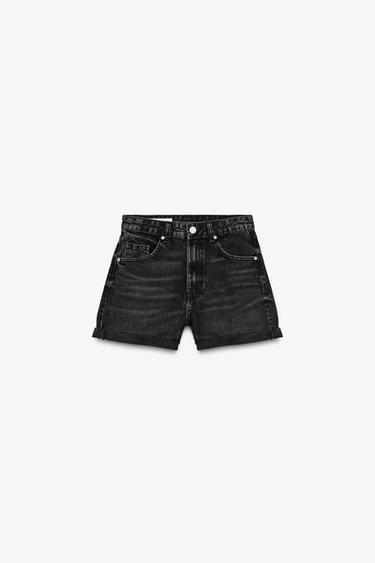 SHORT EN JEAN TAILLE HAUTE TRF MOM FIT - Noir de Zara - Image 4