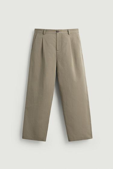 Zara Açık haki - PİLİLİ STRAIGHT FIT PANTOLON