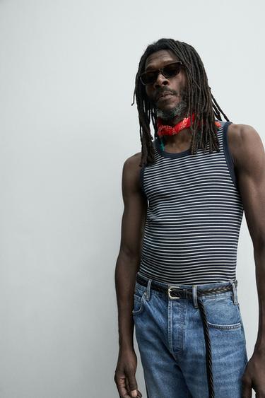 STRIPED JACQUARD TANK TOP X AARON LEVINE - Blue/White by Zara - Image 5