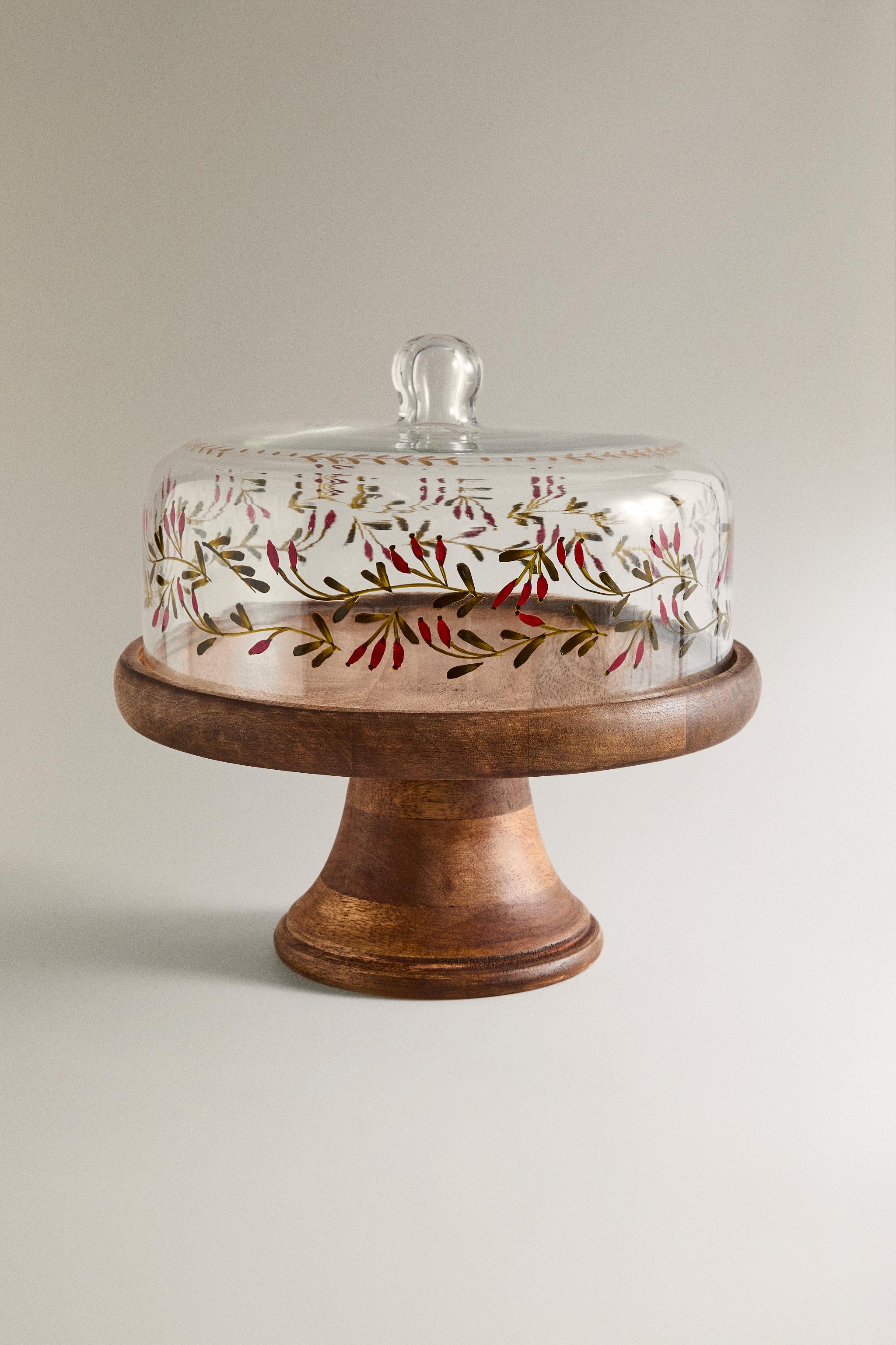 CHRISTMAS WOODEN CAKE DISH