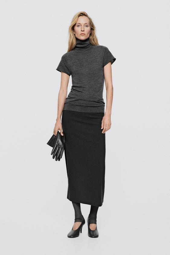 Jersey punto manga corta 100% lana - LIMITED EDITION - Gris medio de Zara - Imagen 0