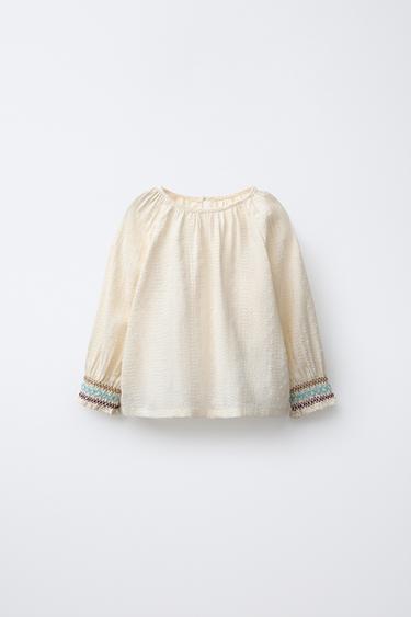 PLUMETIS-BLUSE MIT STICKEREI - Cremefarben von Zara