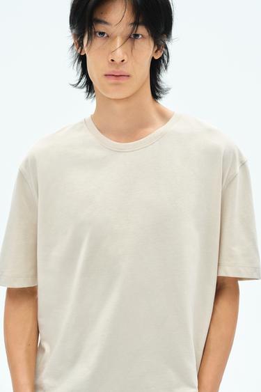 Zara 基本款中磅 T 恤 - 淺沙色