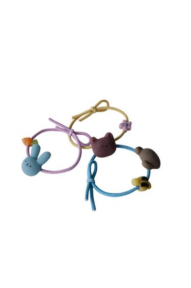 PACK DE TRES GOMAS ELÁSTICAS ANIMALES - Marrón-Azul de Zara